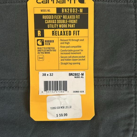 Men’s Carhartt canvas, utility work pants 38 x 32 - Picture 3 of 5
